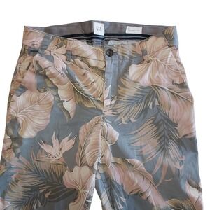 GAP Girlfriend Chino Pants Women 4‎ Tropical Floral Palm Leaf Tropical Gray Pink